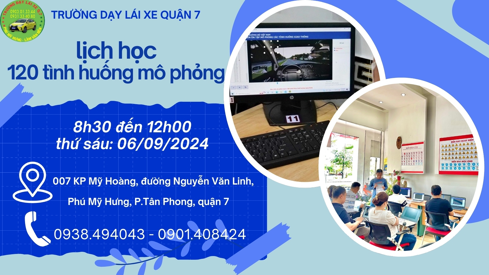 LỊCH HỌC MÔ PHỎNG Ô TÔ THÁNG 09/2024 